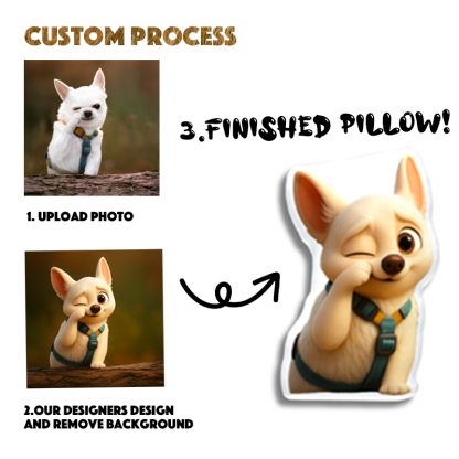 Custom 3D Pet Portrait Cartoon Photo Pillow Personalised Pixar Style Picture Printing Pet Cushion Pet Memorial Gifts
