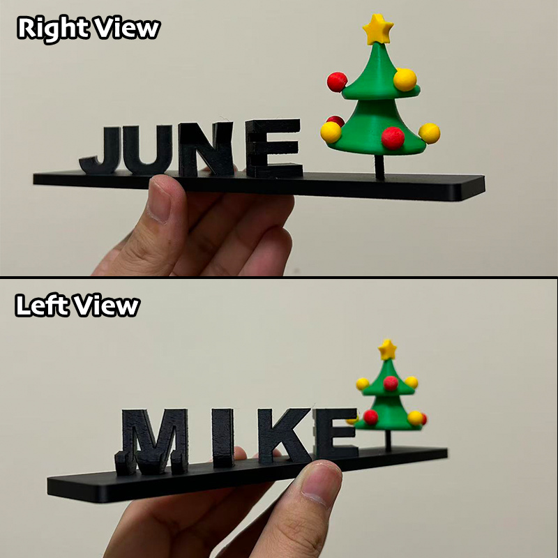 Custom Dual Name Illusion Love 3D Printed Personalised Double Flip Name Plate Double Sided Words Plate Christmas Gifts