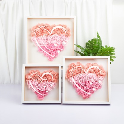 Personalised Flower Shadow Box Custom Name & Text Heart Rose Frame Decorations Mother's Day Gifts