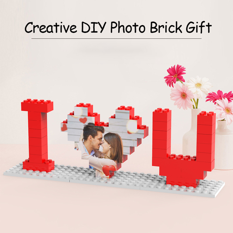 XOXO Custom Building Brick Photo Block Personalised I Love You Puzzle Gift