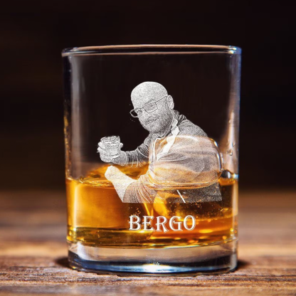Custom Photo Engraved Whiskey Glass with Laser Etched Bourbon Glasses Gifts for Him