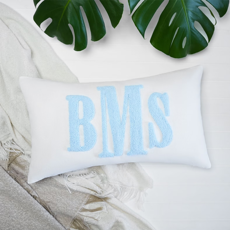 Custom Handmade Embroidery Monogram Pillow Punch Needle Name Pillow Slumber Party Gift Girl Kid Gift
