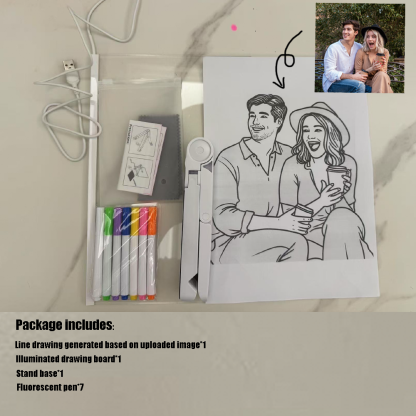 Rewritable LED Acrylic Drawing Board with Photo Line Drawing Templates USB Powered Reusable Light Up Doodle Pad Gift for Girls and Boys
