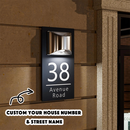 Custom House Signs with Solar LED Light Door Number Plaque Home Address Signs House Warming Gift