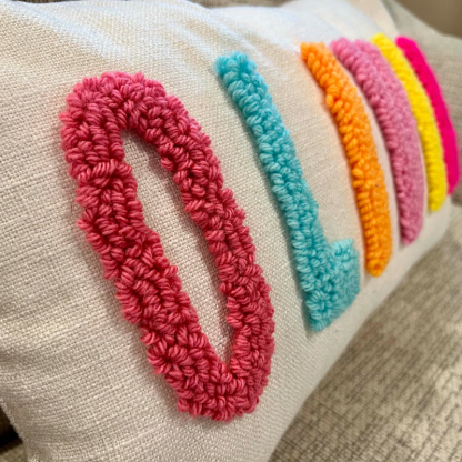 FINISHED Handmade Personalised Punch Needle Name Pillow Embroidered Pillow New Baby Gift Christmas Gifts