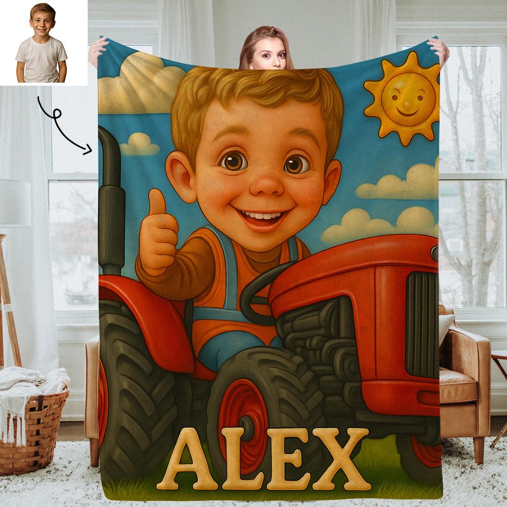 Custom Cartoon Portrait Picture Kids Blanket Soft Personalised Throw for Bedroom or Nap Time Gift for Kids