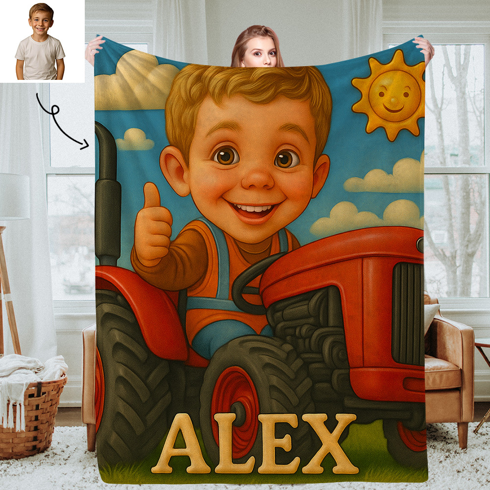 Custom Cartoon Portrait Picture Kids Blanket Soft Personalised Throw for Bedroom or Nap Time Gift for Kids