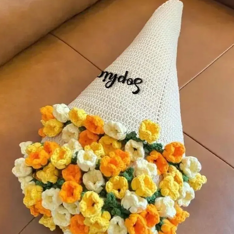 Handmade Finished Crochet Flower Blanket Bouquet Rose Knitted Bouquet Ready Made Throw Christmas Gift