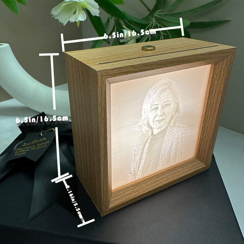 Custom 3D Printed Lithophane Photo Frame Lamp Personalised 3D Embossed Picture Night Light Unique Memorial Gift