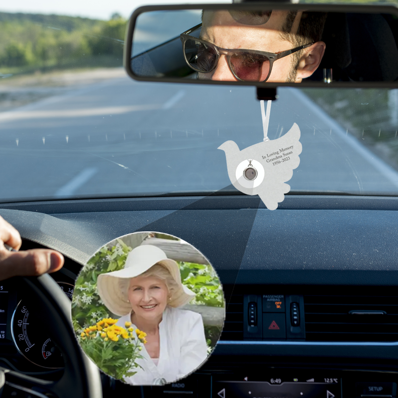 Angel Custom Projection Car Hanging Ornament Personalised Photo Rear View Mirror Pendant Memorial Keepsake Decoration