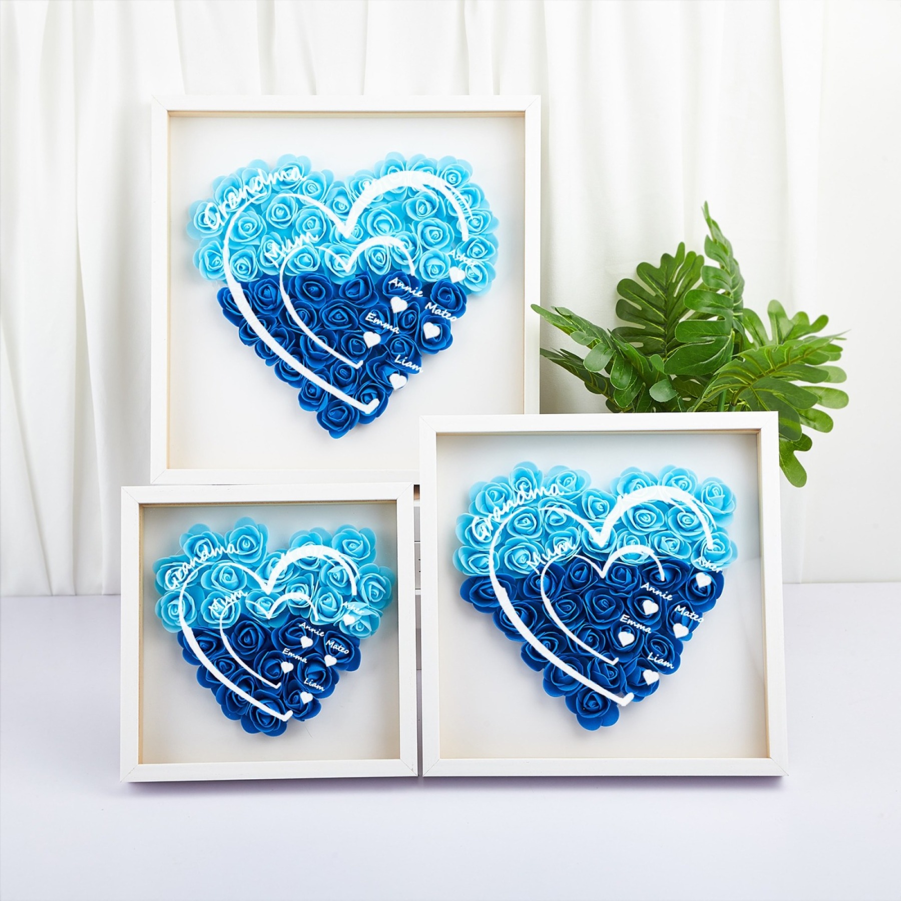Personalised Flower Shadow Box Custom Name & Text Heart Rose Frame Decorations Mother's Day Gifts