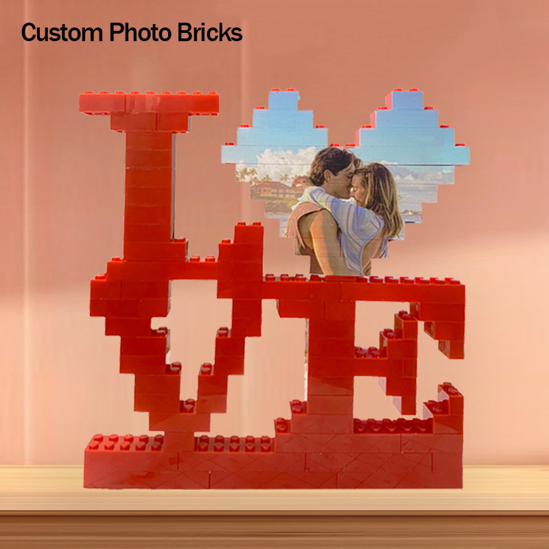 XOXO Custom Building Brick Photo Block Personalised I Love You Puzzle Gift