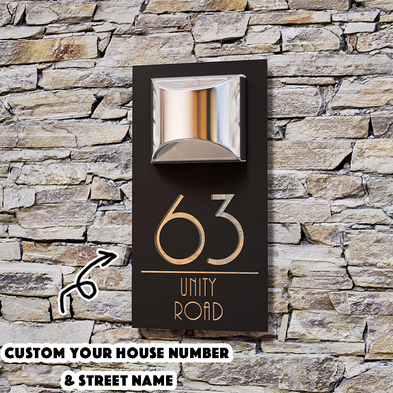 Personalised Solar House Signs Laser Cut Mirror Number Sign with LED Light Waterproof Door Address Plaque House Warming Gifts