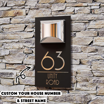 Personalised Solar House Signs Laser Cut Mirror Number Sign with LED Light Waterproof Door Address Plaque House Warming Gifts