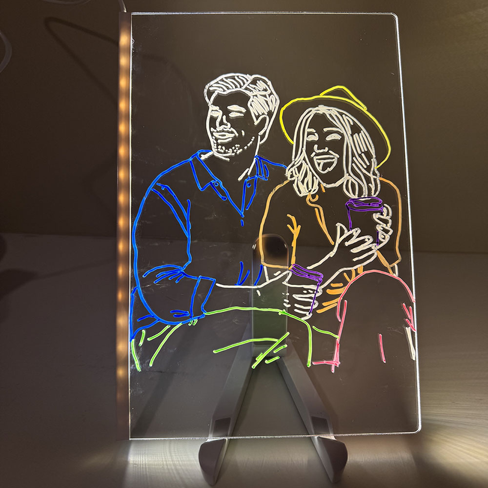 Rewritable LED Acrylic Drawing Board with Photo Line Drawing Templates USB Powered Reusable Light Up Doodle Pad Gift for Girls and Boys