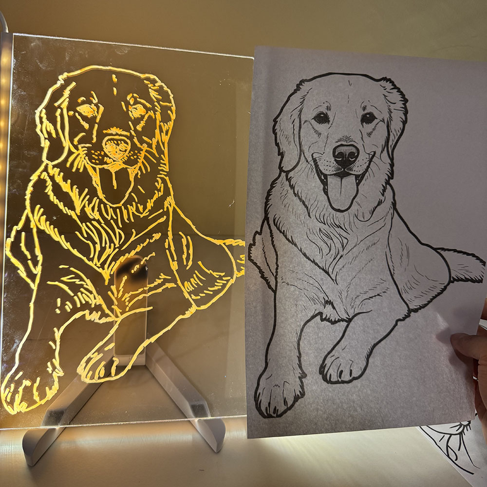 Rewritable LED Acrylic Drawing Board with Photo Line Drawing Templates USB Powered Reusable Light Up Doodle Pad Gift for Girls and Boys