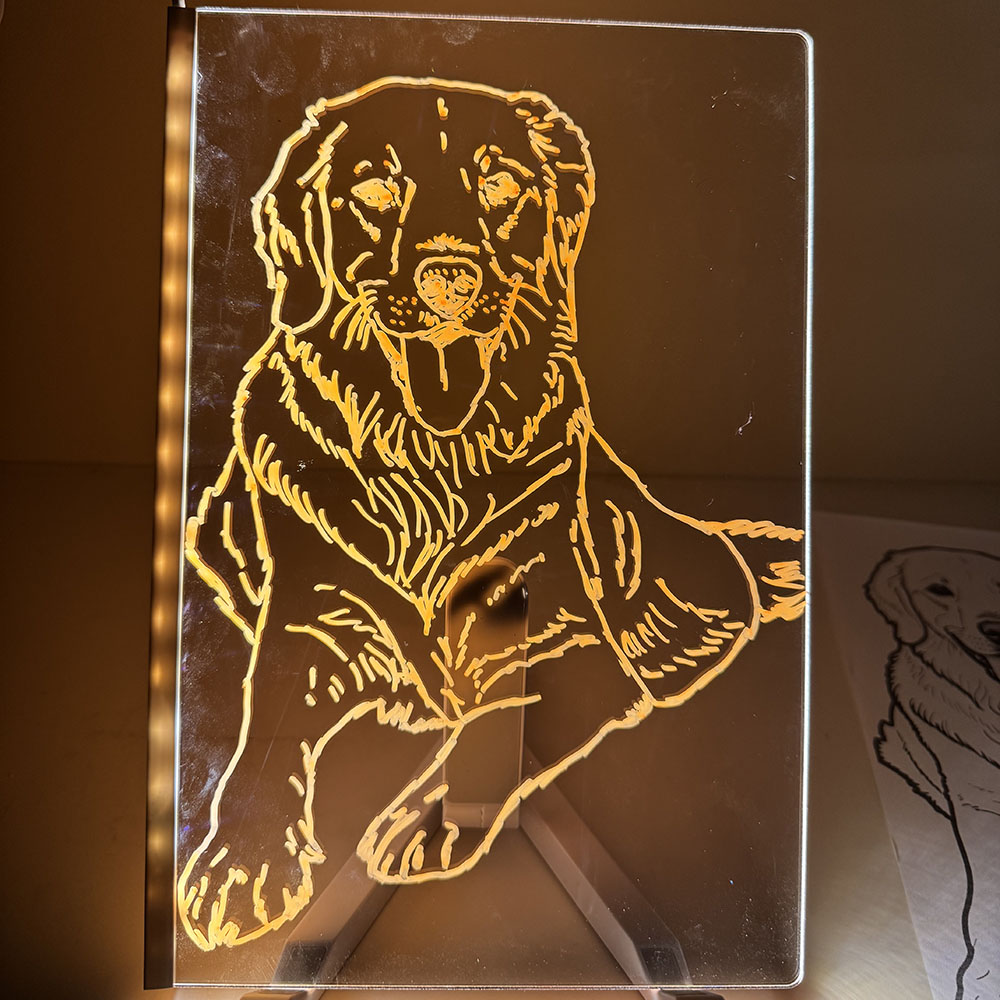 Rewritable LED Acrylic Drawing Board with Photo Line Drawing Templates USB Powered Reusable Light Up Doodle Pad Gift for Girls and Boys