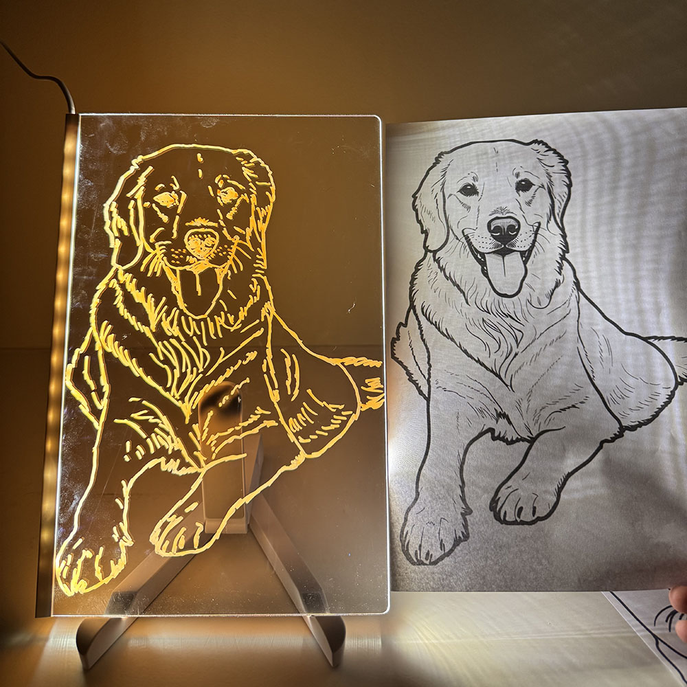 Rewritable LED Acrylic Drawing Board with Photo Line Drawing Templates USB Powered Reusable Light Up Doodle Pad Gift for Girls and Boys