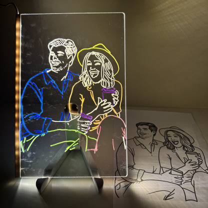 Rewritable LED Acrylic Drawing Board with Photo Line Drawing Templates USB Powered Reusable Light Up Doodle Pad Gift for Girls and Boys