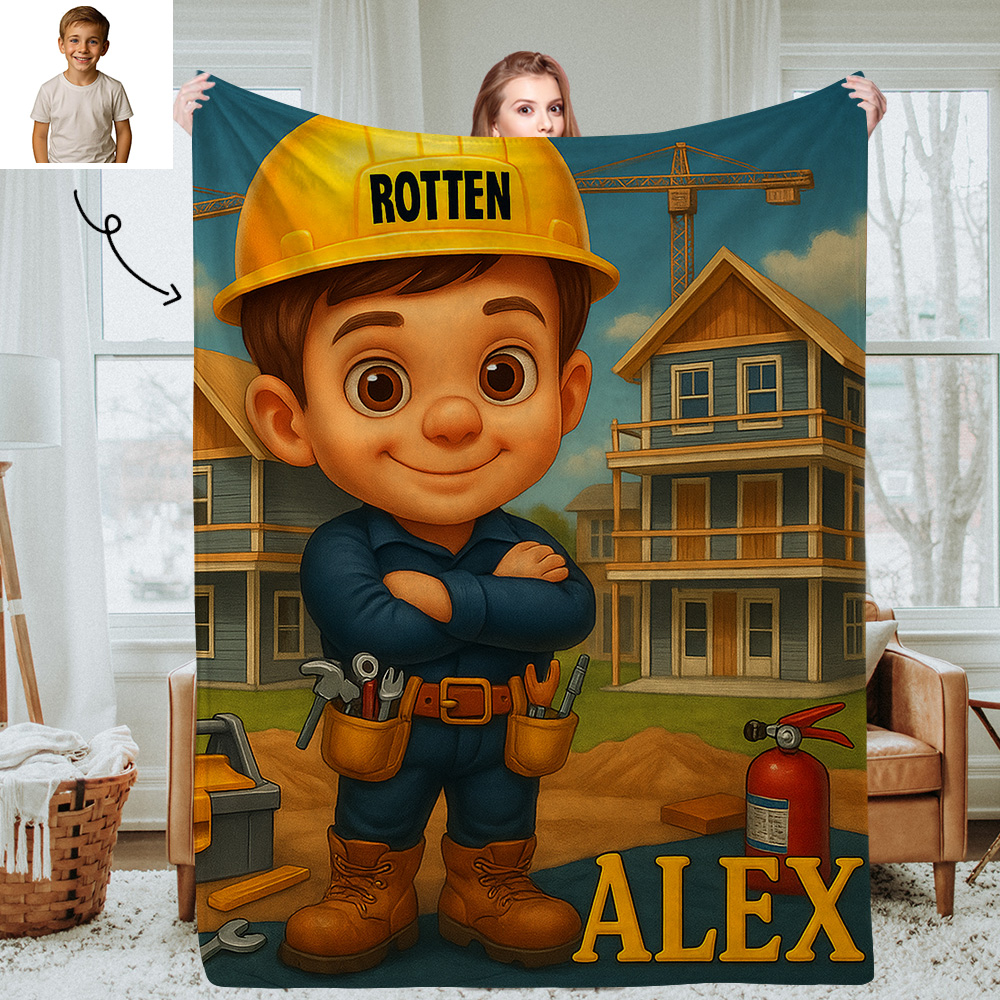 Custom Cartoon Portrait Picture Kids Blanket Soft Personalised Throw for Bedroom or Nap Time Gift for Kids