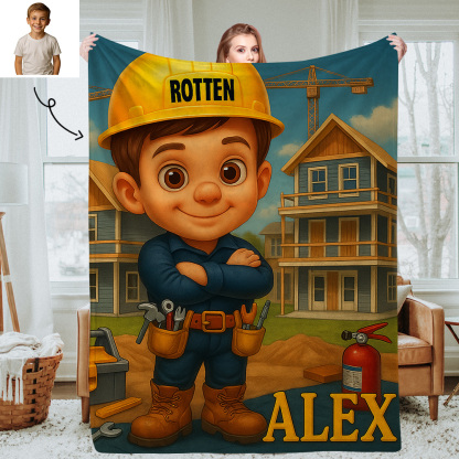 Custom Cartoon Portrait Picture Kids Blanket Soft Personalised Throw for Bedroom or Nap Time Gift for Kids