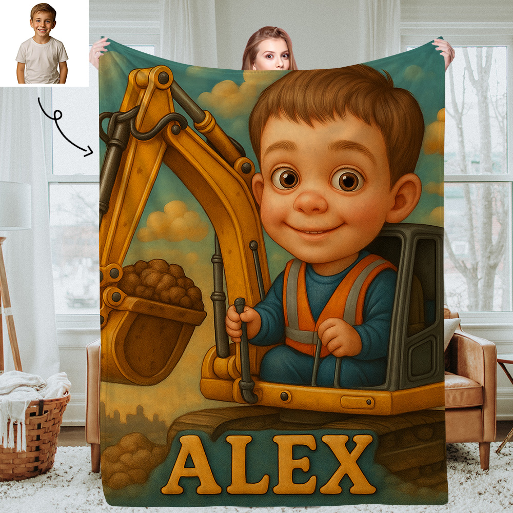 Custom Cartoon Portrait Picture Kids Blanket Soft Personalised Throw for Bedroom or Nap Time Gift for Kids