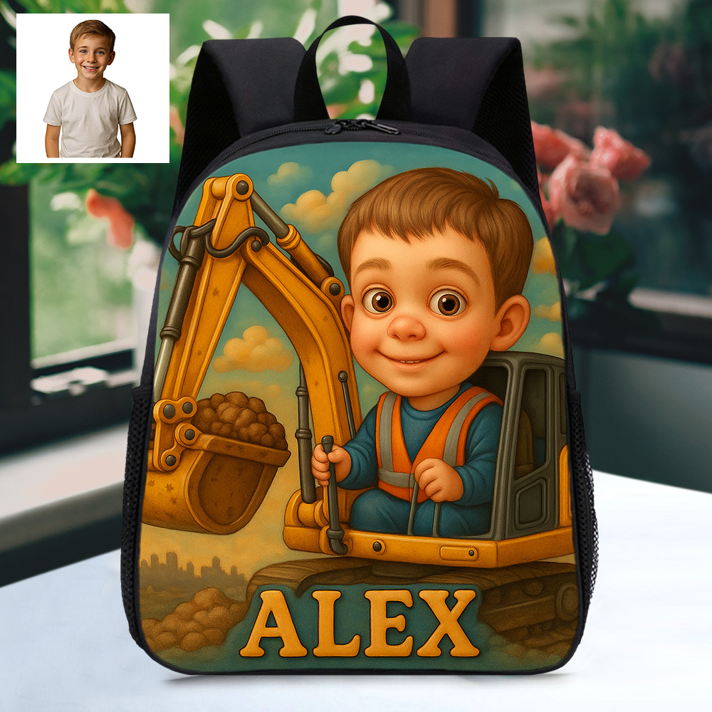 Custom Name and Photo Cartoon Backpack Profession Personalised School Bag Back to School Gift