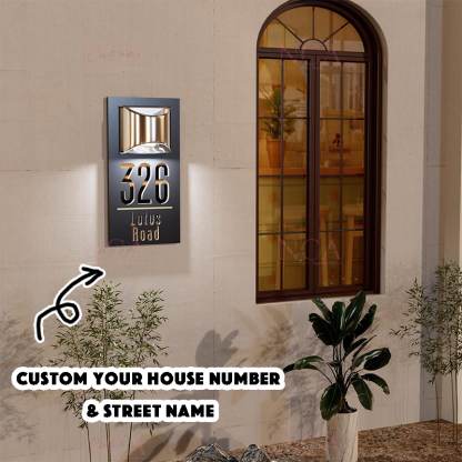 Personalised Solar House Signs Laser Cut Mirror Number Sign with LED Light Waterproof Door Address Plaque House Warming Gifts