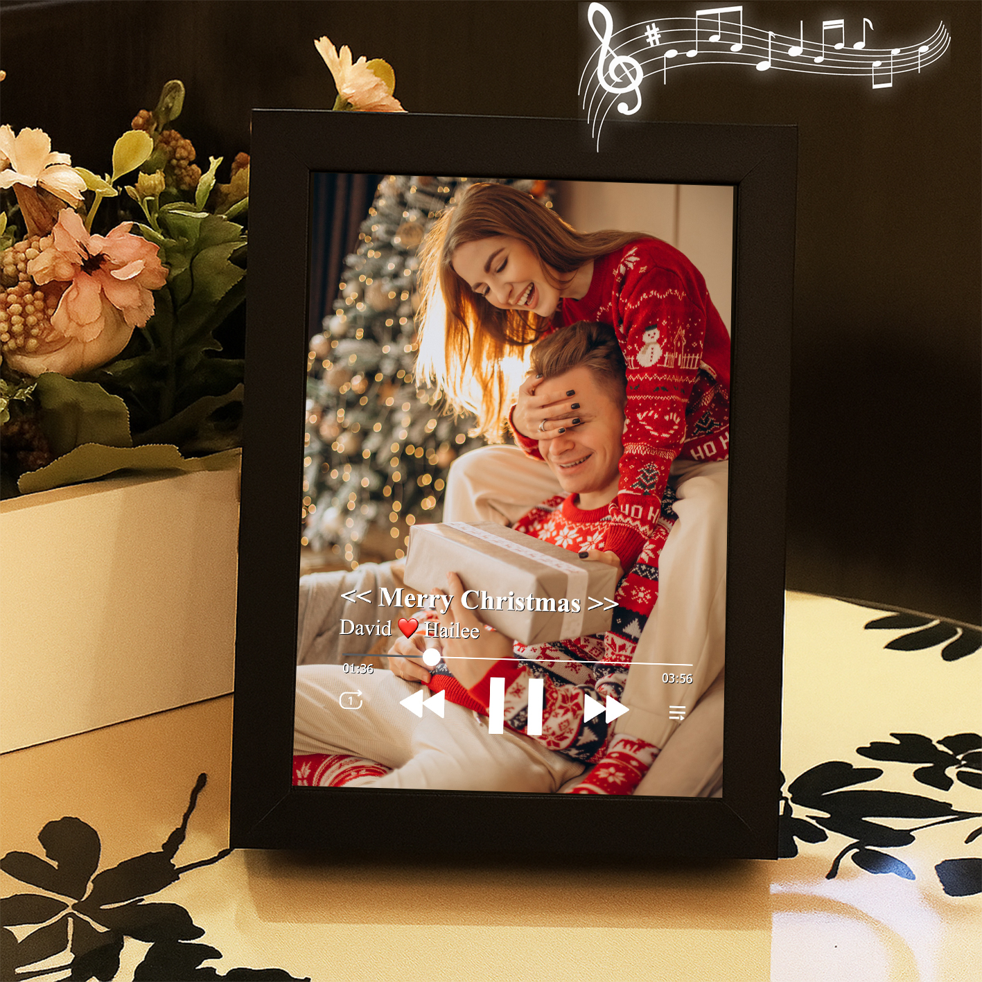 Christmas Gifts Collage Photo Frame with Music Custom Whole Song Frame Personalised Music Player (Can Play Whole Song)