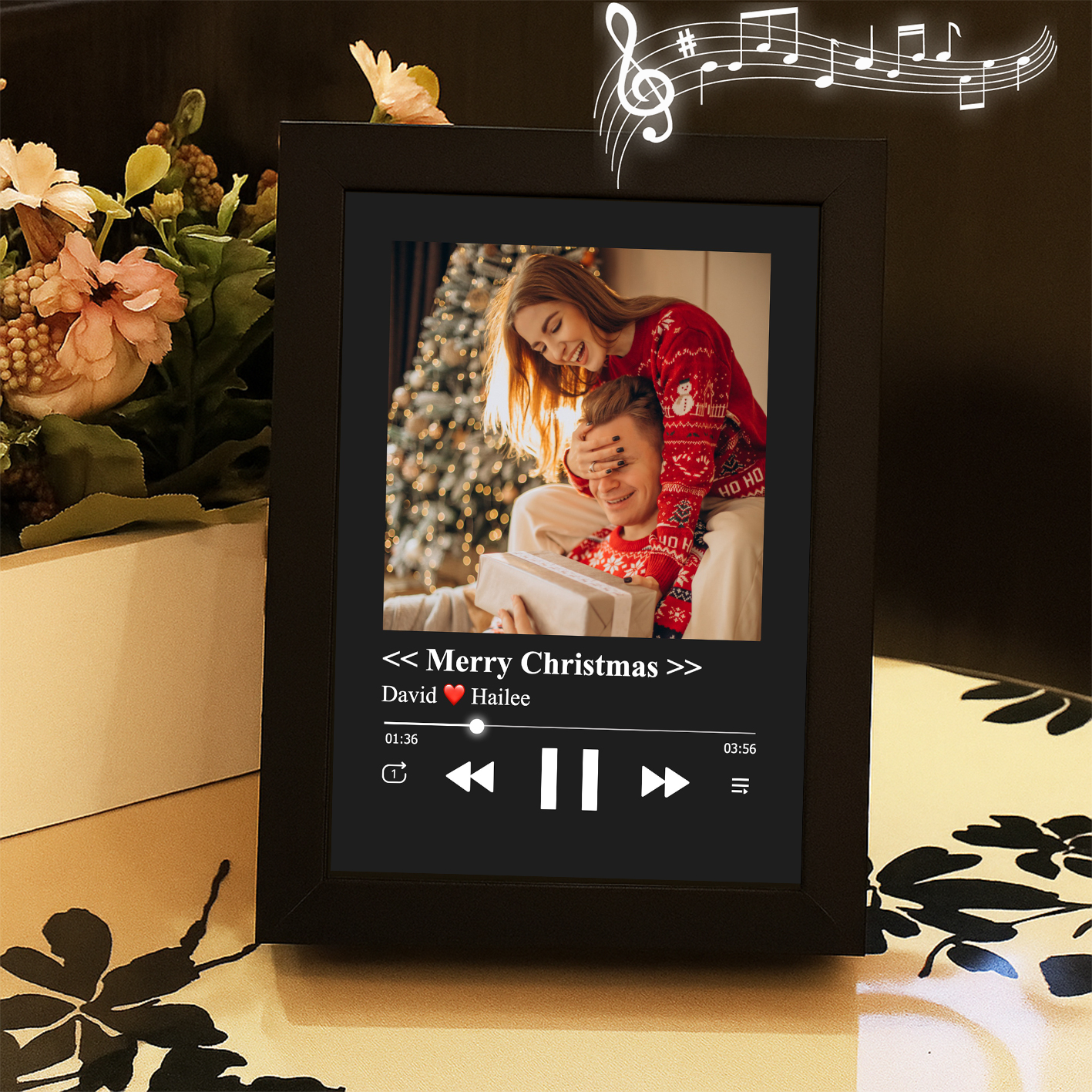 Christmas Gifts Collage Photo Frame with Music Custom Whole Song Frame Personalised Music Player (Can Play Whole Song)