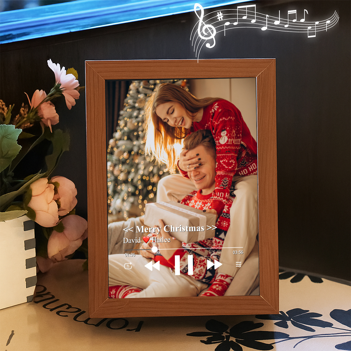 Christmas Gifts Collage Photo Frame with Music Custom Whole Song Frame Personalised Music Player (Can Play Whole Song)