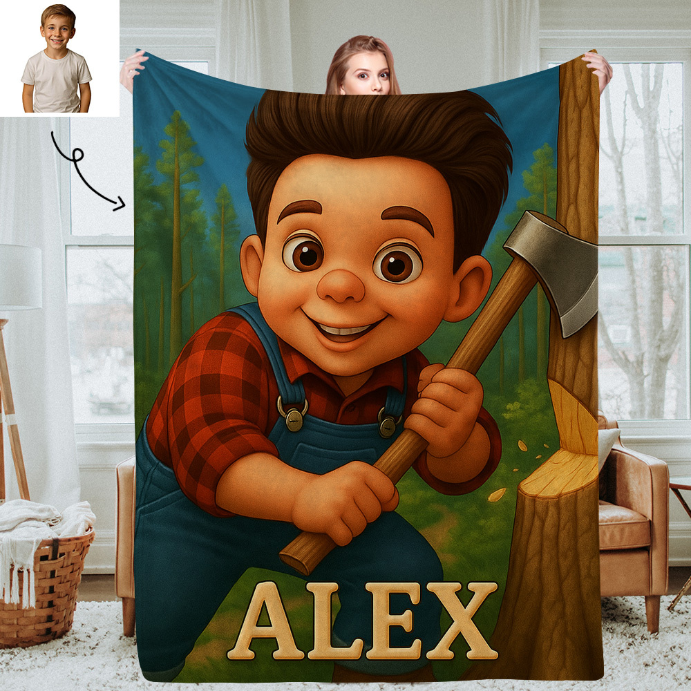 Custom Cartoon Portrait Picture Kids Blanket Soft Personalised Throw for Bedroom or Nap Time Gift for Kids