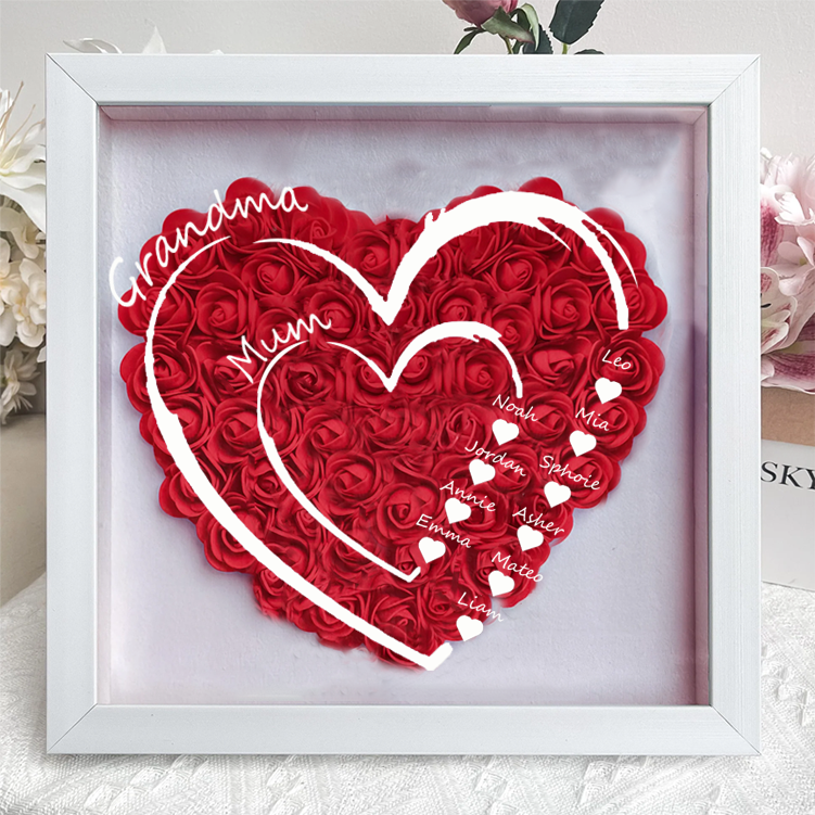 Personalised Flower Shadow Box Custom Name & Text Heart Rose Frame Decorations Mother's Day Gifts