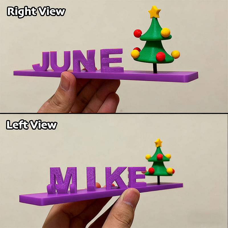 Custom Dual Name Illusion Love 3D Printed Personalised Double Flip Name Plate Double Sided Words Plate Christmas Gifts