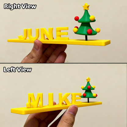 Custom Dual Name Illusion Love 3D Printed Personalised Double Flip Name Plate Double Sided Words Plate Christmas Gifts