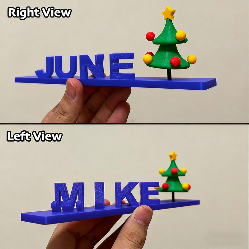 Custom Dual Name Illusion Love 3D Printed Personalised Double Flip Name Plate Double Sided Words Plate Christmas Gifts