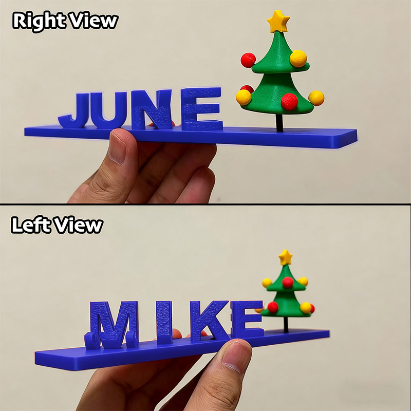 Custom Dual Name Illusion Love 3D Printed Personalised Double Flip Name Plate Double Sided Words Plate Christmas Gifts