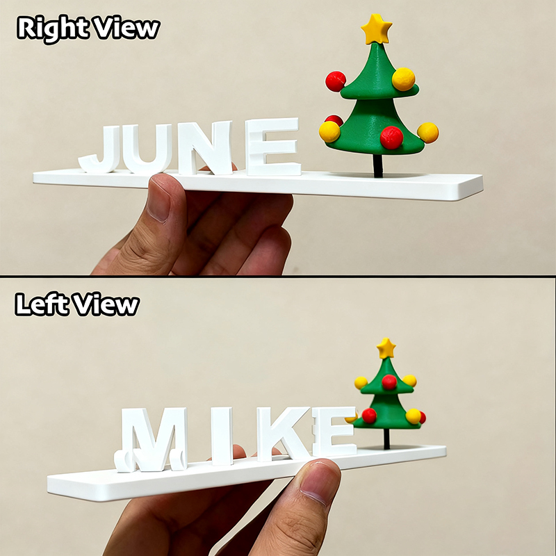 Custom Dual Name Illusion Love 3D Printed Personalised Double Flip Name Plate Double Sided Words Plate Christmas Gifts