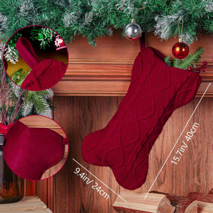Personalised Embroidered Name Knit Christmas Stockings Knitted Bone Ornament Christmas Holiday Gifts