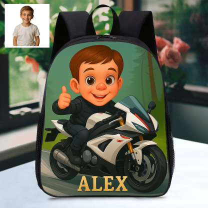 Custom Photo Cartoon Kids Backpack with Personalised Name Durable School Bag for Kids Love Sports