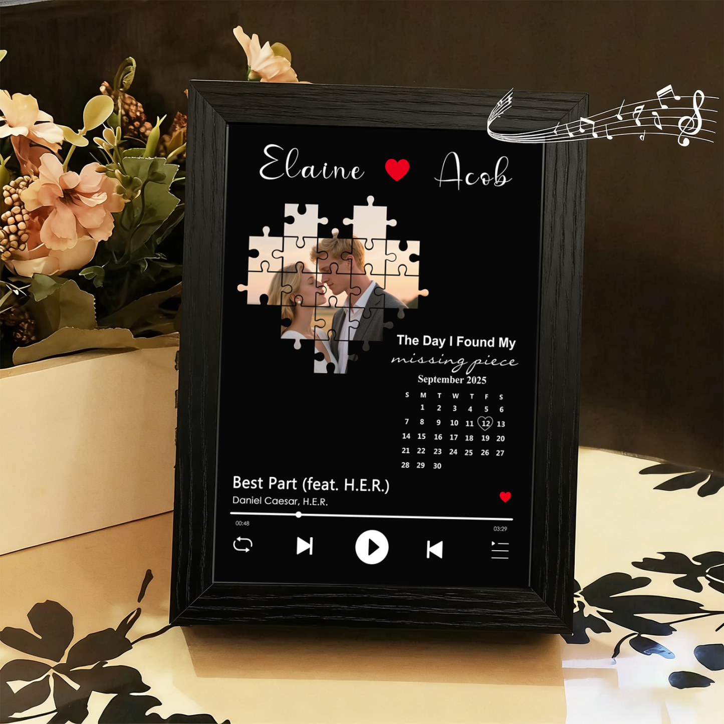 Photo Frame with Music Custom Whole Song Frame The Day I Found My Missing Piece Personalised Music Player (Can Play Whole Song)