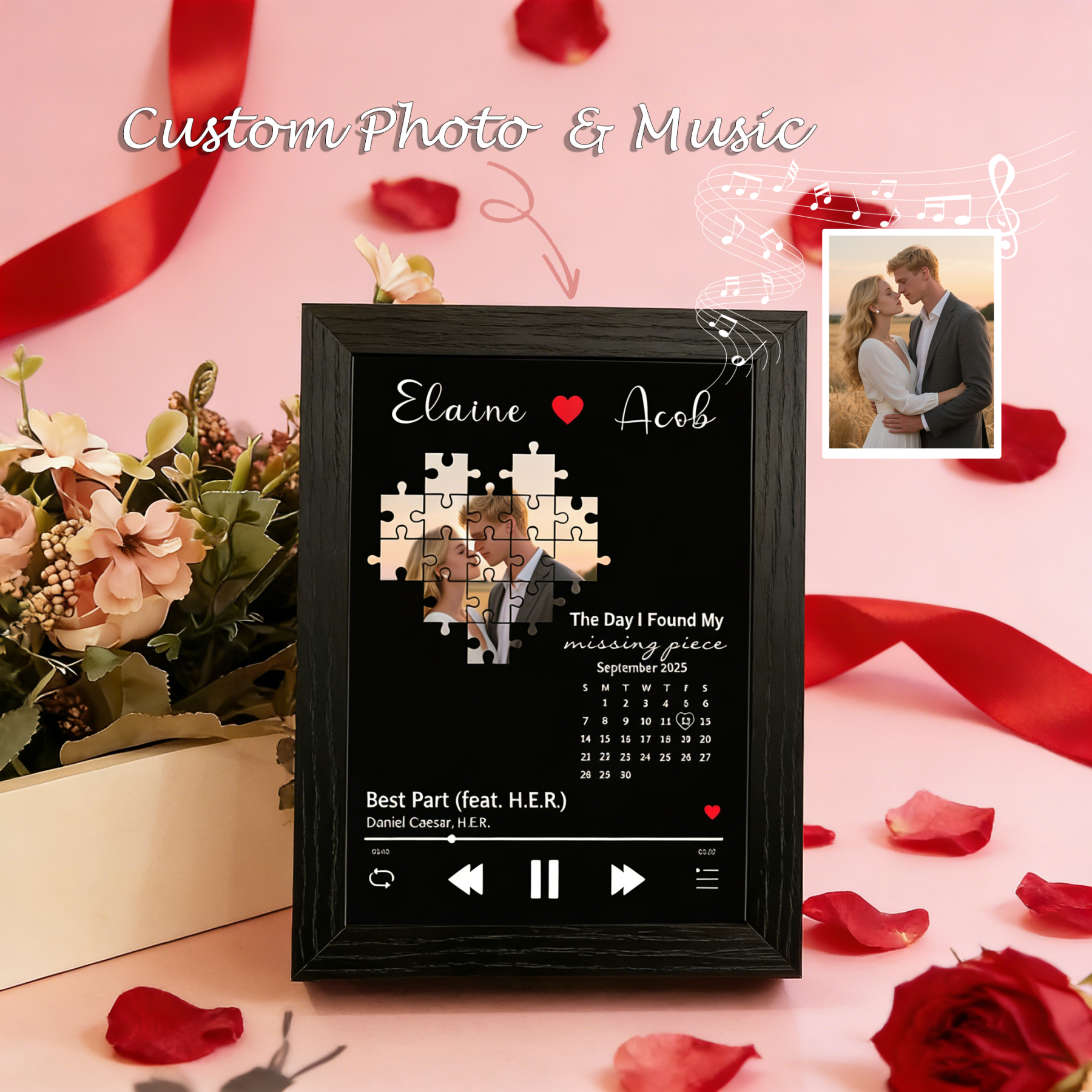 Photo Frame with Music Custom Whole Song Frame The Day I Found My Missing Piece Personalised Music Player (Can Play Whole Song)