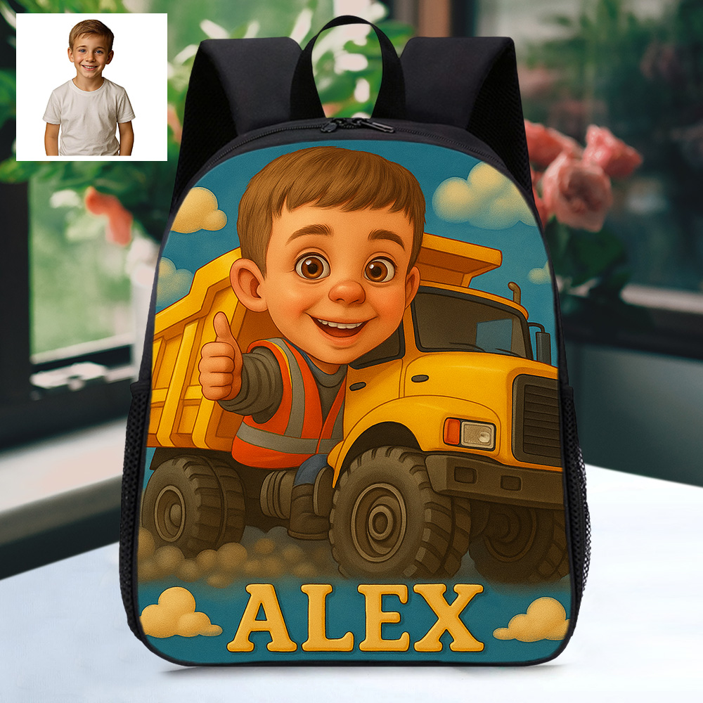 Custom Name and Photo Cartoon Backpack Profession Personalised School Bag Back to School Gift