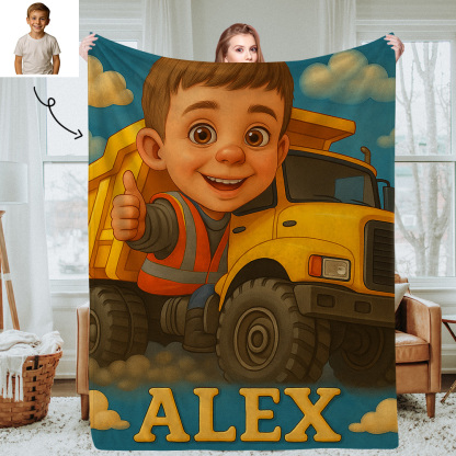 Custom Cartoon Portrait Picture Kids Blanket Soft Personalised Throw for Bedroom or Nap Time Gift for Kids