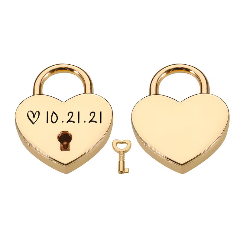 Custom Love Lock Personalised Padlock with Key Luggage Elegant Couples Wishing Lock for Valentines Day Gift