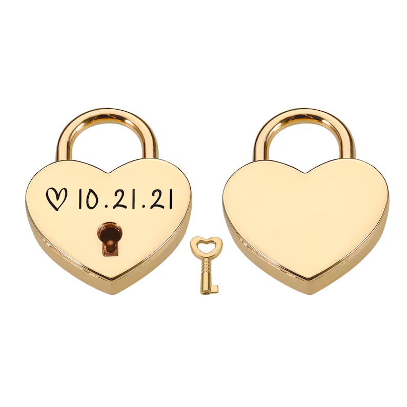 Custom Love Lock Personalised Padlock with Key Luggage Elegant Couples Wishing Lock for Valentines Day Gift