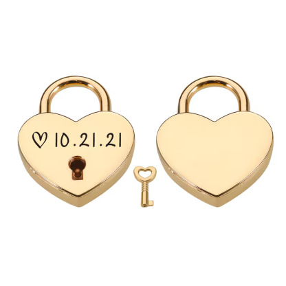 Custom Love Lock Personalised Padlock with Key Luggage Elegant Couples Wishing Lock for Valentines Day Gift