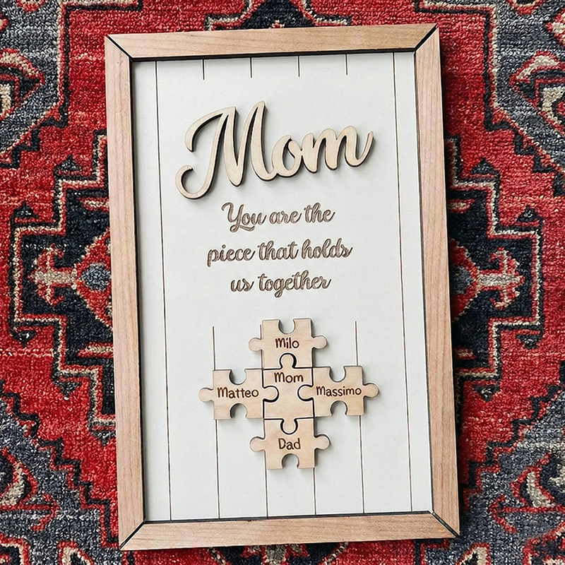 Personalised Wooden Puzzle Frame Custom Color Engraved Mom You Are the Piece That Holds Us Together Sign Gifts for Mom