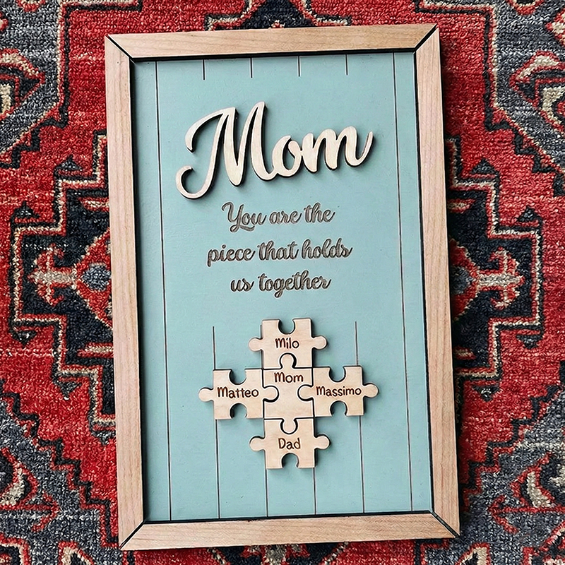 Personalised Wooden Puzzle Frame Custom Color Engraved Mom You Are the Piece That Holds Us Together Sign Gifts for Mom