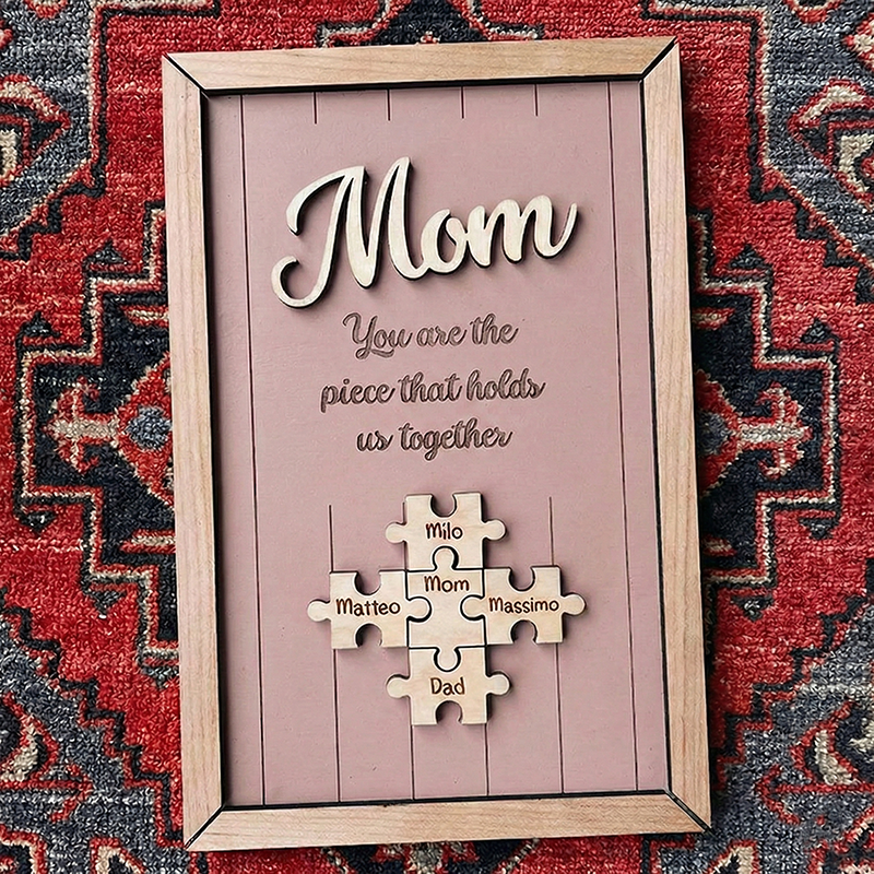 Personalised Wooden Puzzle Frame Custom Color Engraved Mom You Are the Piece That Holds Us Together Sign Gifts for Mom